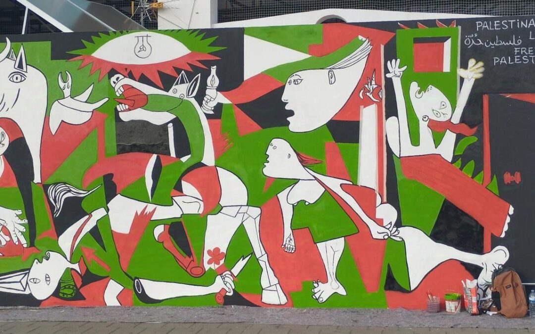 Restaurado el mural participativo de apoyo a Palestina que fue saboteado a finales de 2024