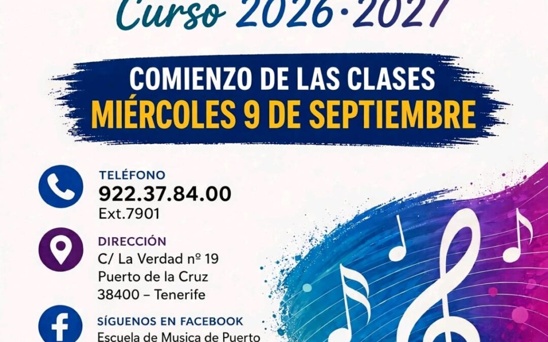 La Escuela Municipal de Música de Puerto de la Cruz comienza sus clases el 9 de septiembre